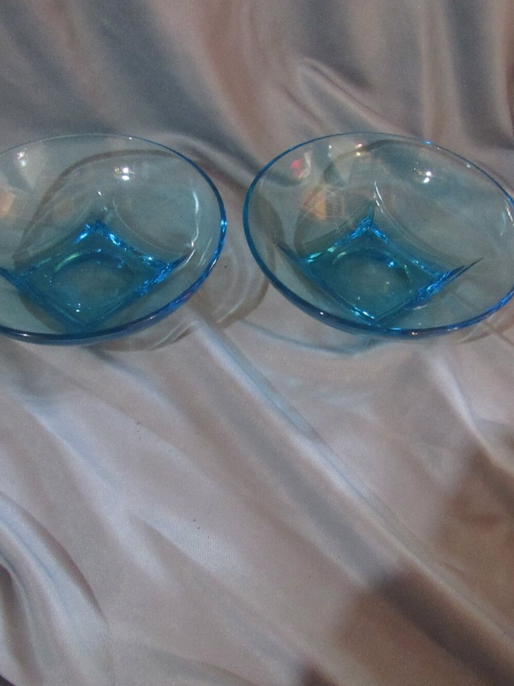 Pair MCM Hazel Atlas Azure Blue Capri / Colony 6" Bowls, Circa 1960's U455